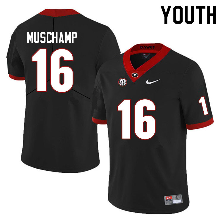 Youth #16 Jackson Muschamp Georgia Bulldogs College Football Jerseys Sale-Black Anniversary